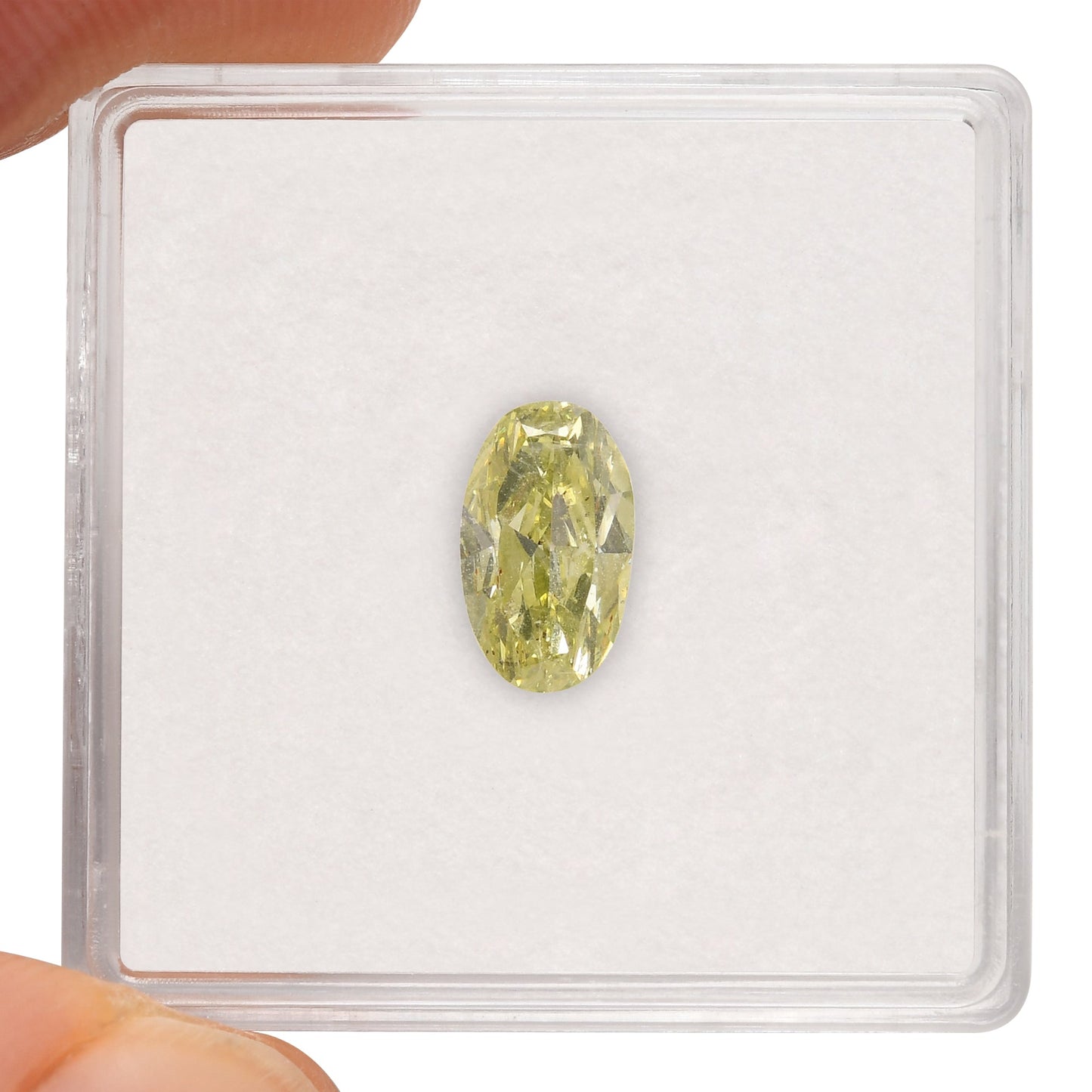1.04 Carat Fancy Green Yellow Oval Diamond SI2 GIA