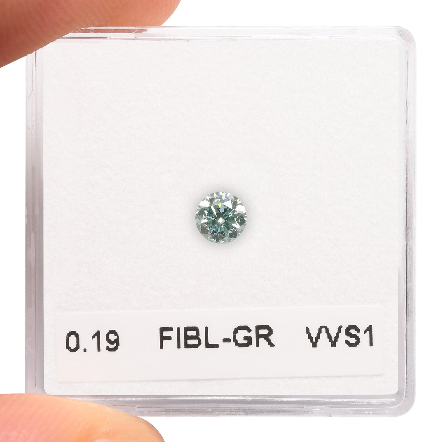0,19 Karat Fancy Intense Bluish Green Round Diamond VVS1 GIA