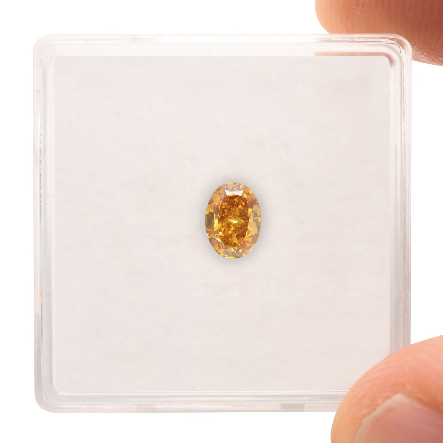 0.51 Carat Fancy Intense Orange Yellow Oval Diamond VS2 GIA