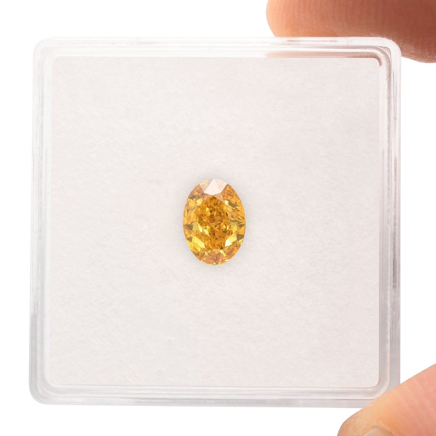 0.70 Carat Fancy Vivid Orangy Yellow Oval Diamond VS2 GIA
