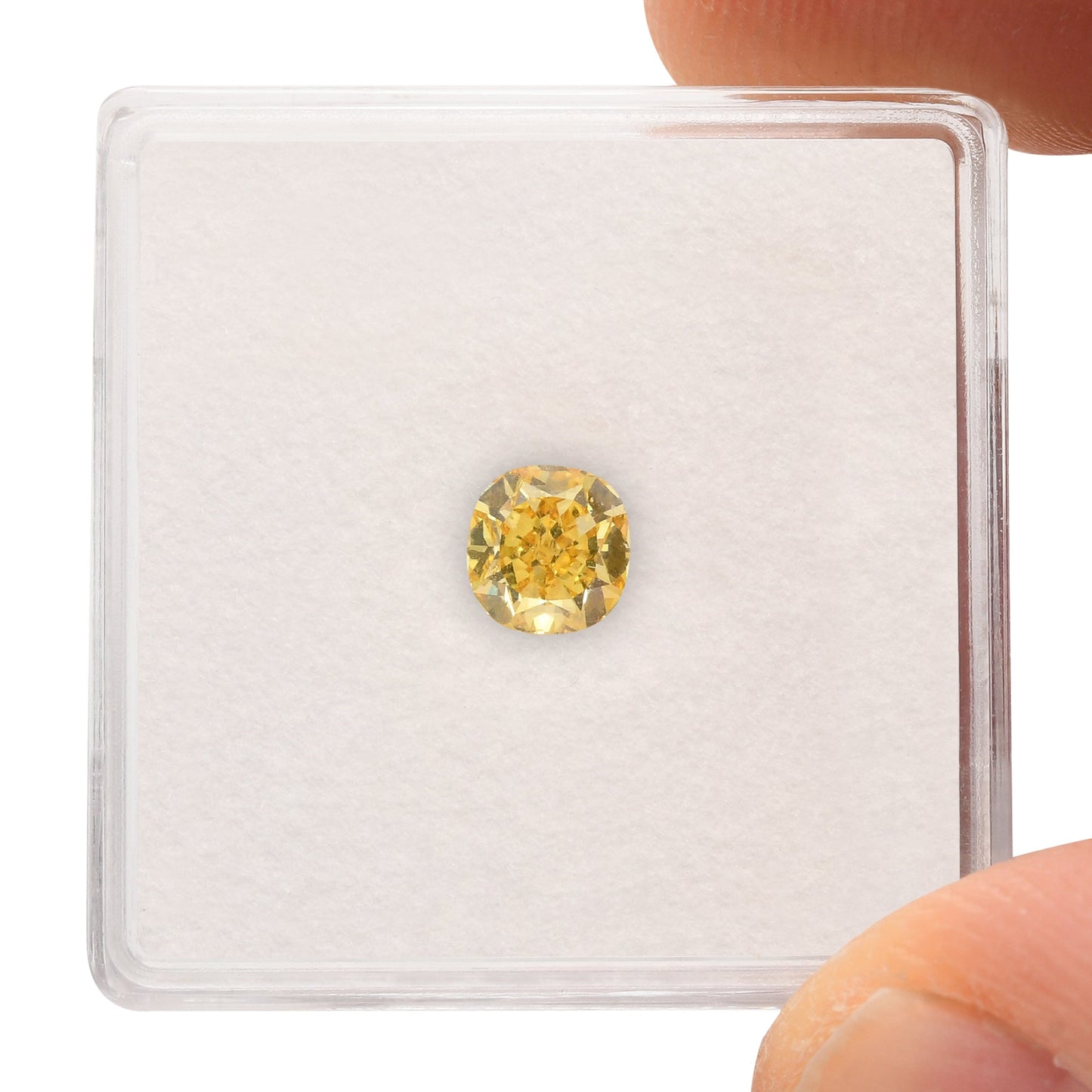 0.66 Carat Fancy Vivid Yellow Cushion Diamond SI1 GIA