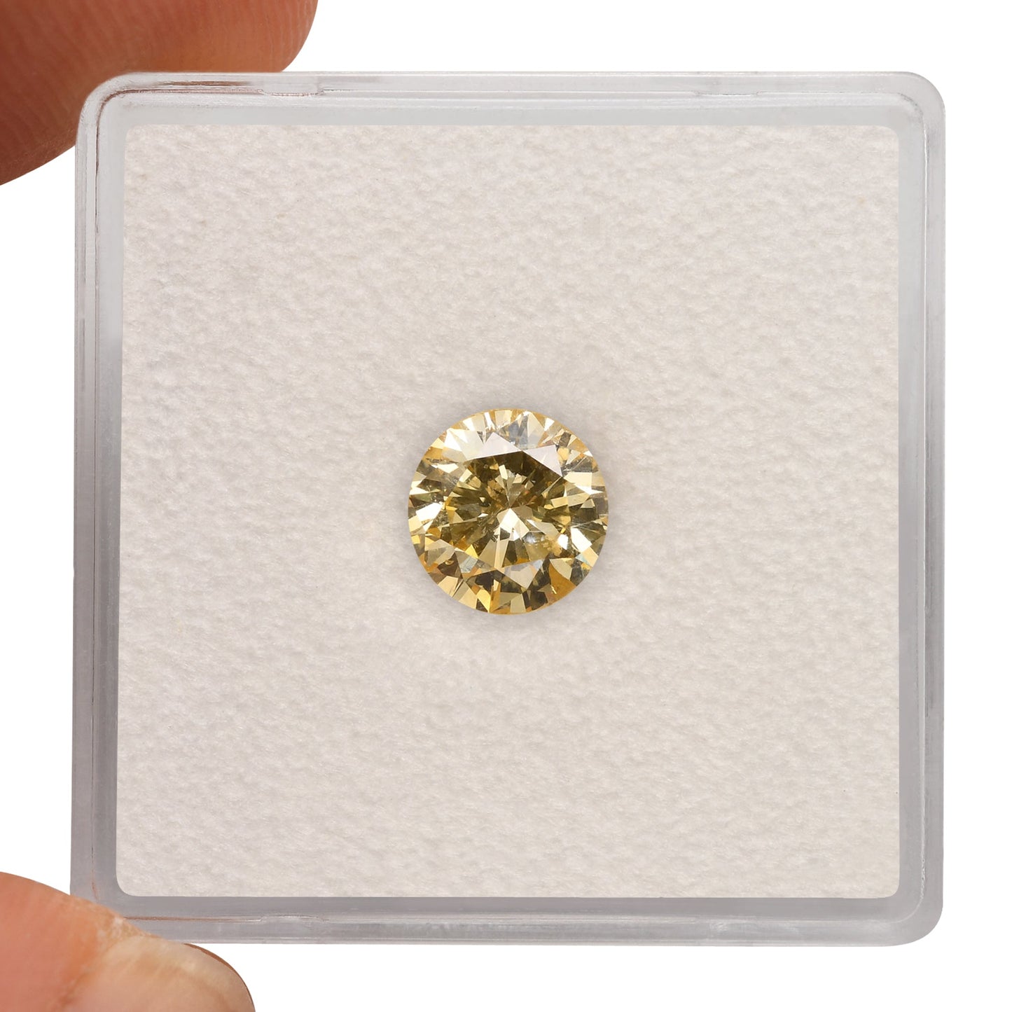 1.00 Carat Fancy Orangy Yellow Round Diamond (I1) GIA