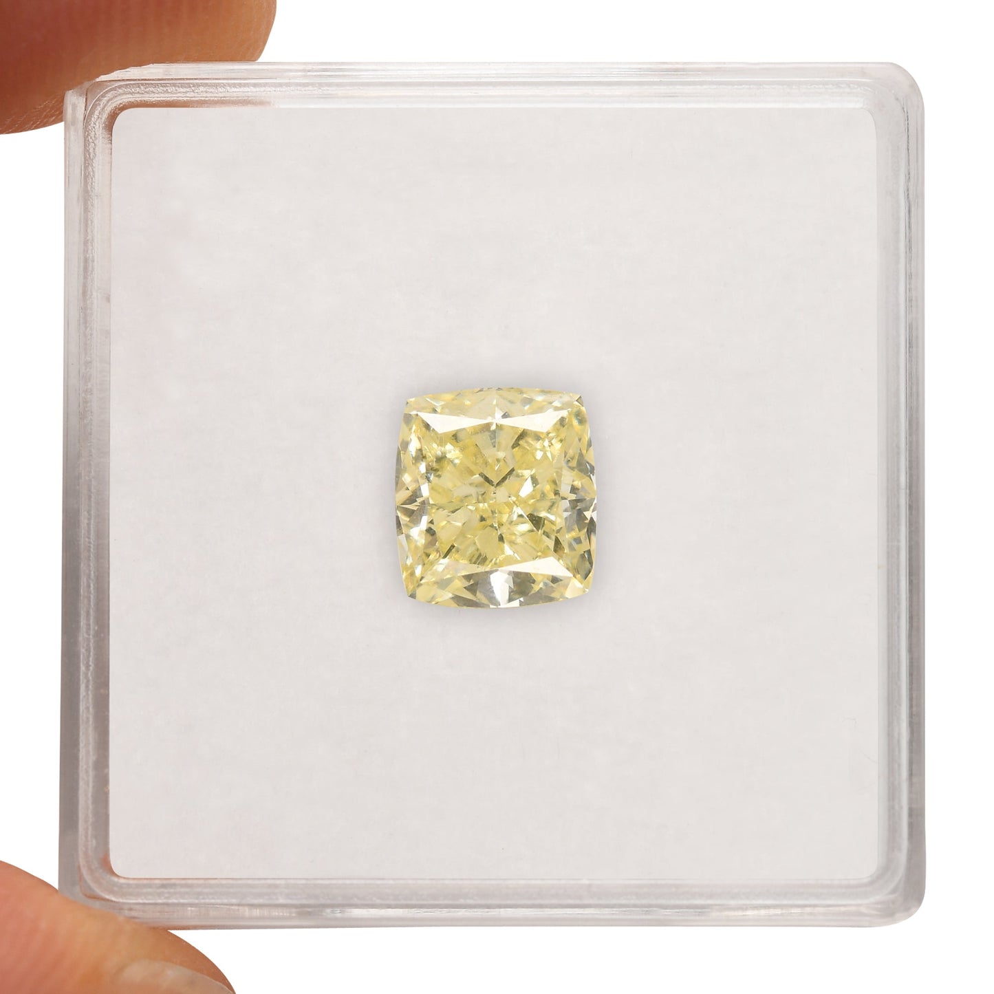 2.02 Carat Fancy Light Yellow Cushion Diamond VS2 GIA