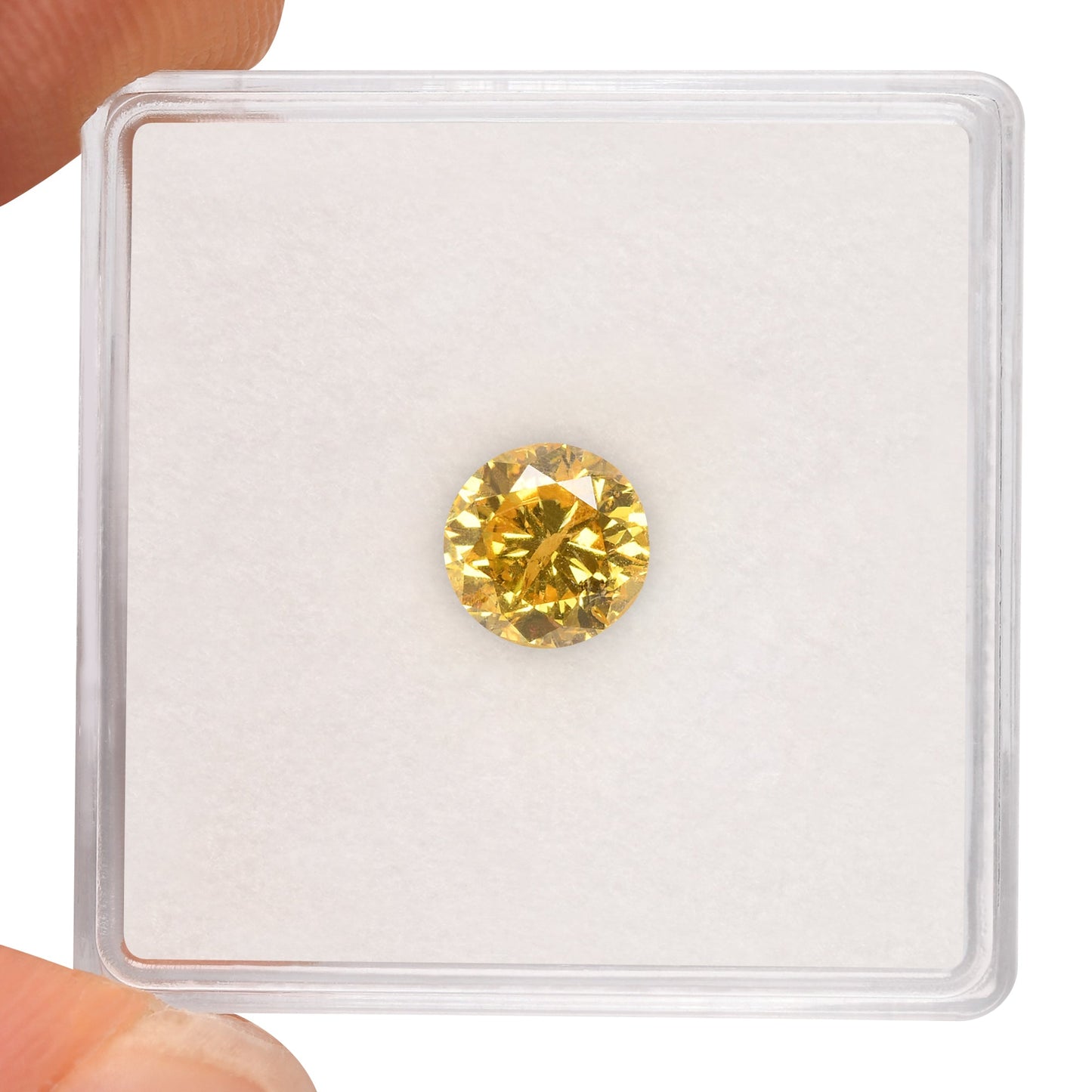 1.03 Carat Fancy Vivid Yellow Round Brilliant Diamond (I1) GIA