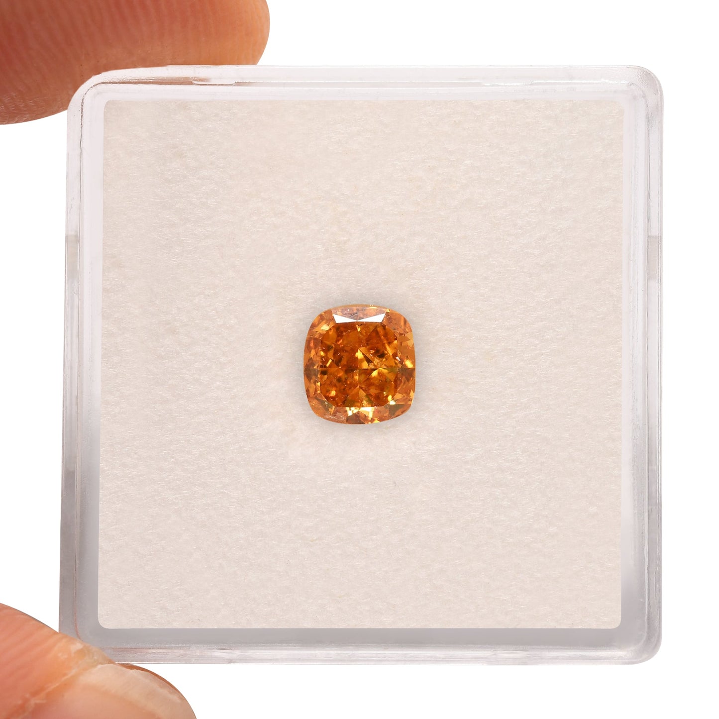 0,89 Karat Fancy Deep Yellow Orange Cushion Diamond I1 GIA