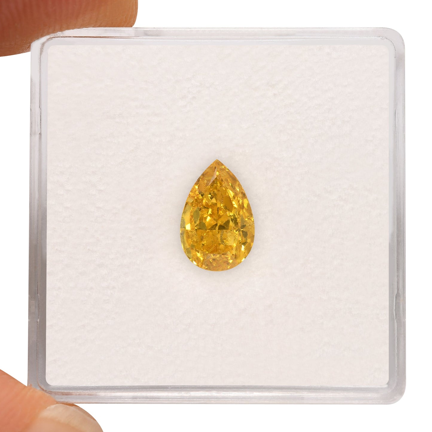 1.04 Carat Fancy Vivid Yellow Pear Diamond (I1) GIA