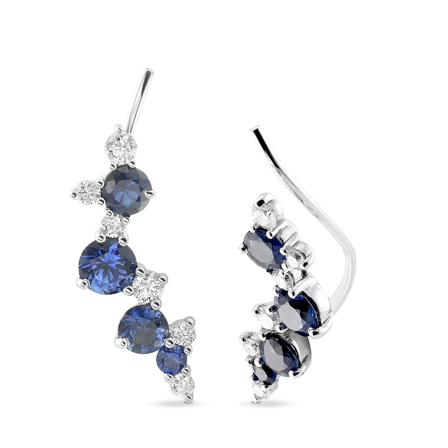 Runde Manschettenohrringe mit blauem Saphir und Diamanten