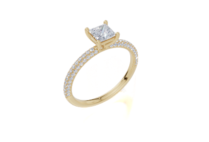 18ct Princess 0.30Carat G/H-CC SI Plain U Micro 4Pr Diamond Ring
