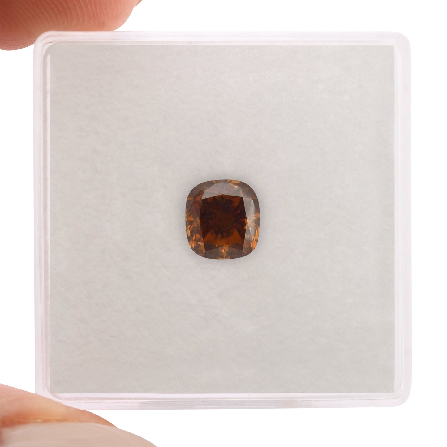 1.08 Carat Fancy Deep Brown Orange Cushion Diamond SI2 GIA
