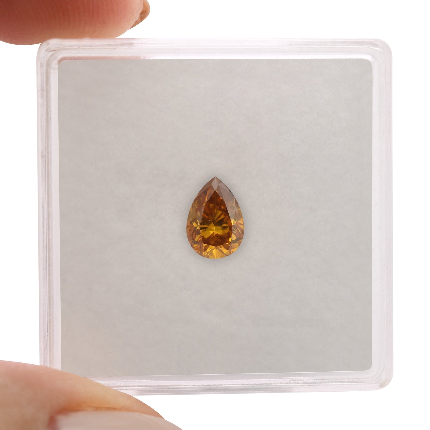 0.53 Carat Fancy Deep Yellow Orange Pear Diamond SI2 GIA