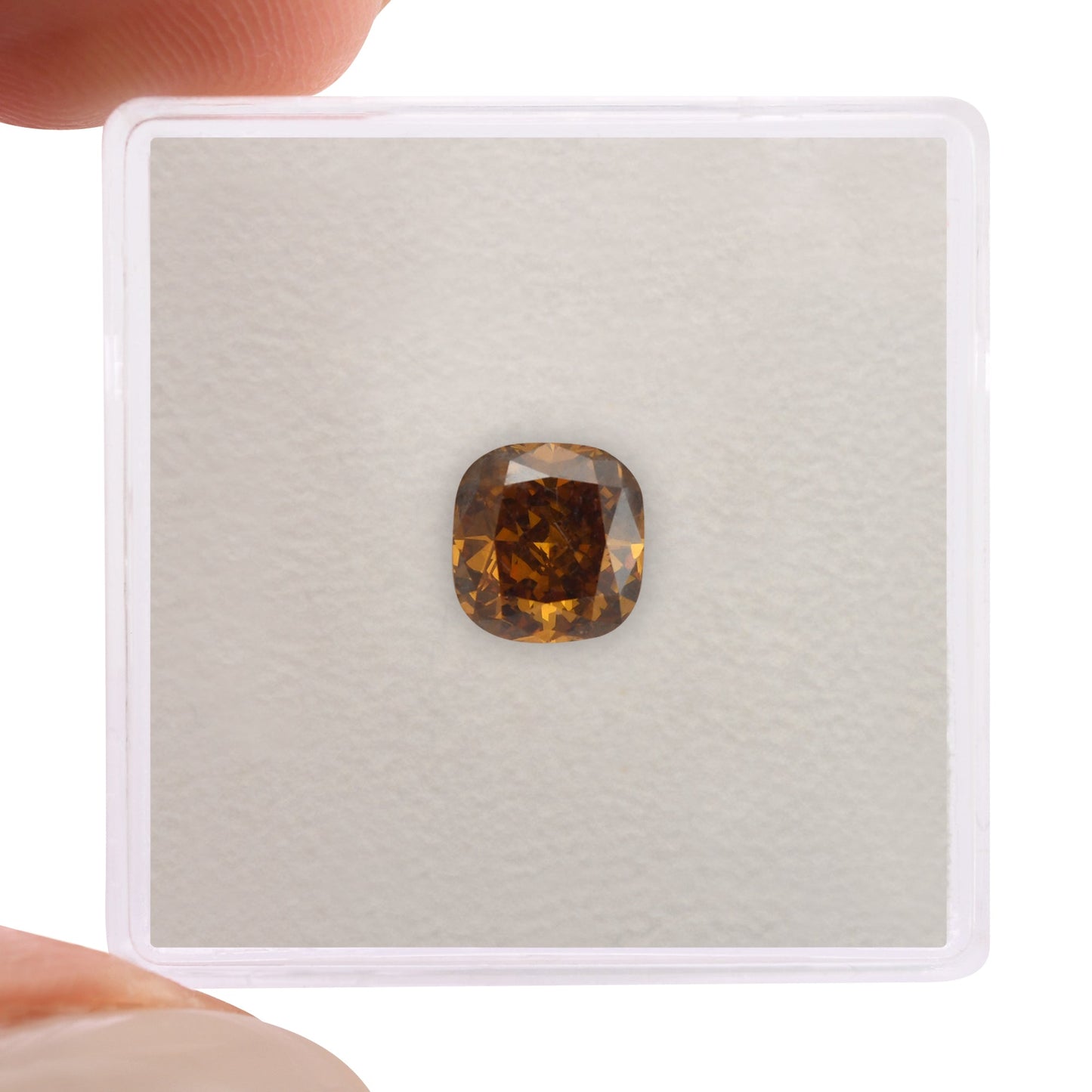 1.02 Carat Fancy Deep Brownish Yellowish Orange Cushion Diamond SI2 GIA