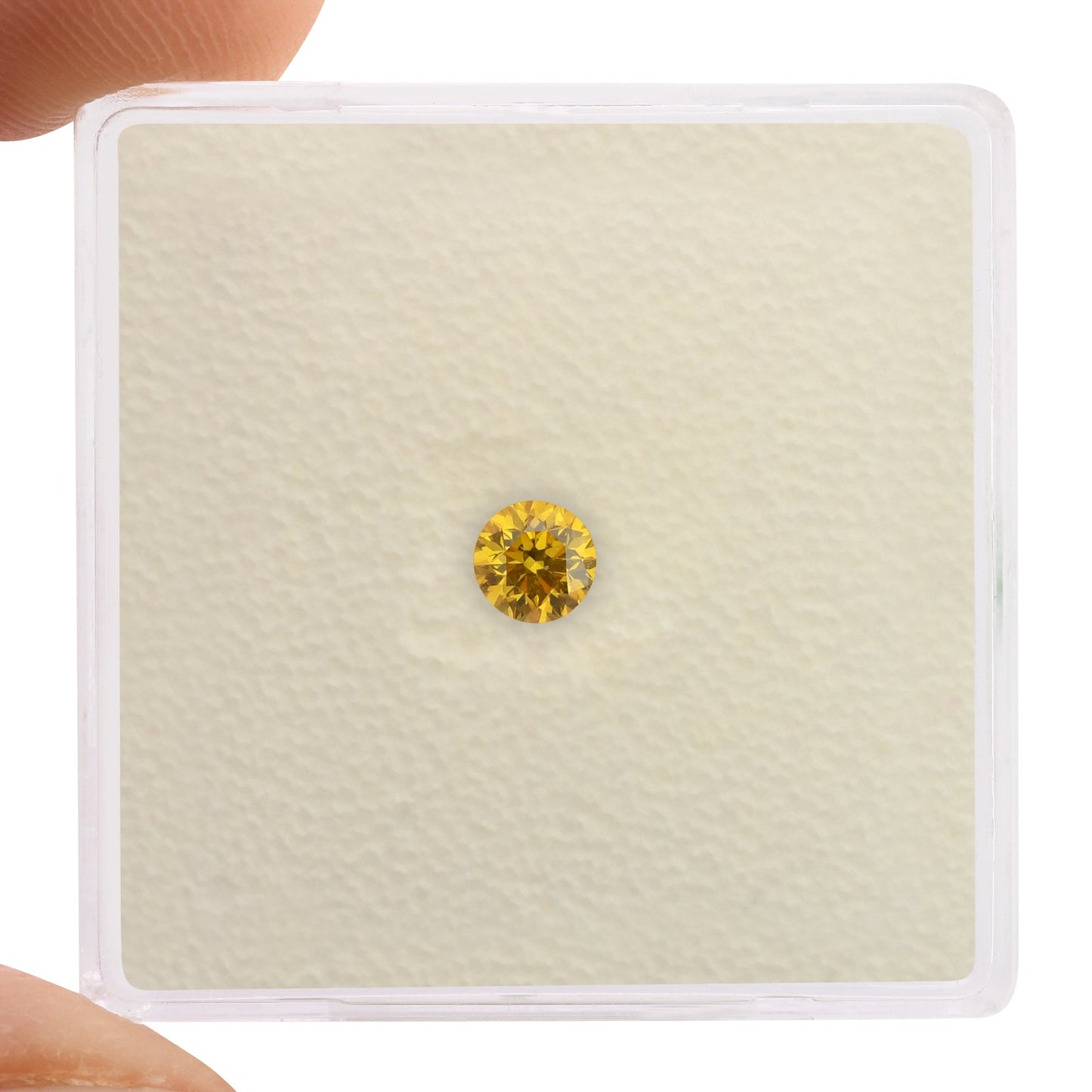 0.20 Carat Fancy Vivid Orangy Yellow Round Brilliant Diamond VVS1 GIA