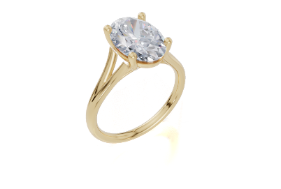 18ct Oval 3.00Carat D/E/F-LG VS/VVS Split Plain 4Pr Diamond Ring