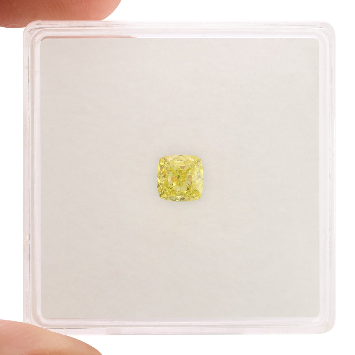 0.42 Carat Fancy Intense Yellow Cushion Diamond VVS1 GIA