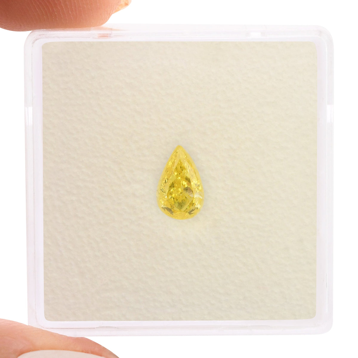 0,45 Karat Fancy Vivid Yellow Birnenförmiger Diamant VS2 GIA