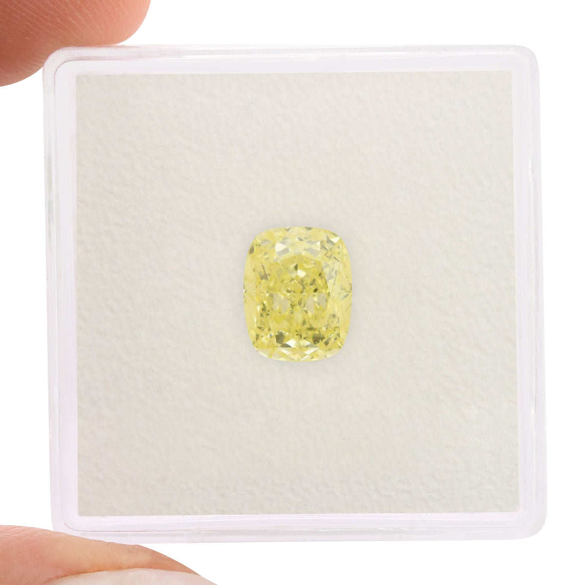 1.73 Carat Fancy Yellow Cushion Diamond IF GIA