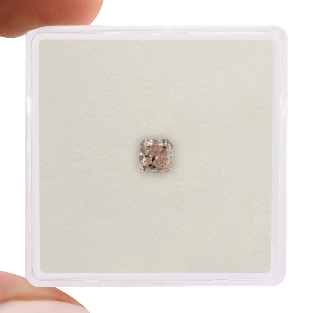 0.26 Carat Fancy Orangy Pink Radiant Diamond (I1) GIA