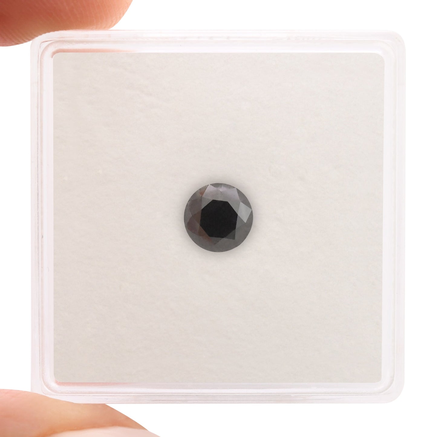 0.69 Carat Fancy Black Round Brilliant Diamond GIA