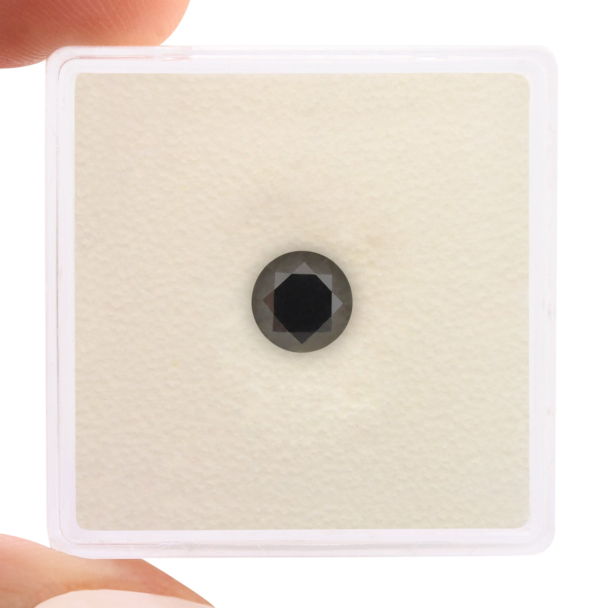 0.90 Carat Fancy Black Round Brilliant Diamond GIA