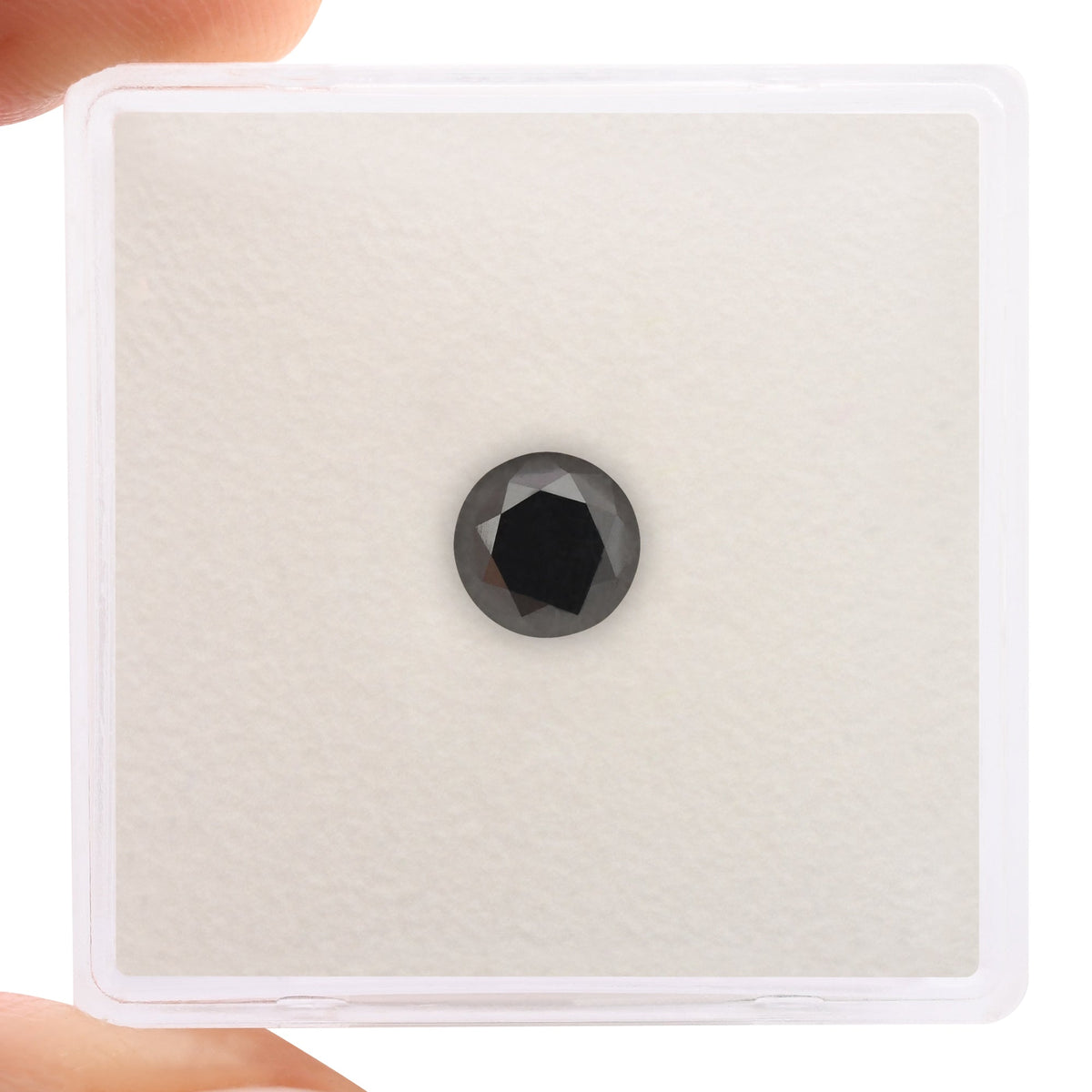 0.74 Carat Fancy Black Round Brilliant Diamond GIA