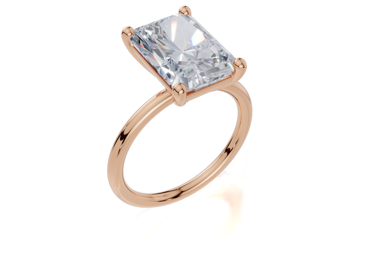 18ct Radiant 4.00Carat G/H-CC SI Plain Plain 4Pr Diamond Ring