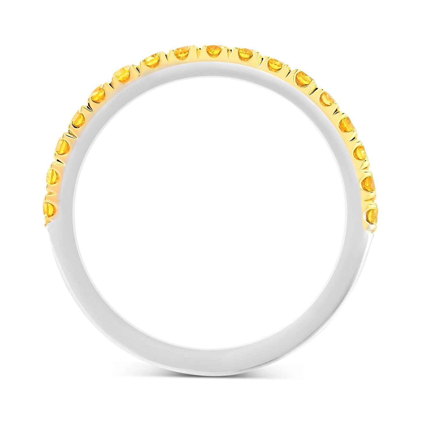 Halb-Ewigkeits-Ehering mit kanariengelbem, leuchtend gelbem Diamanten