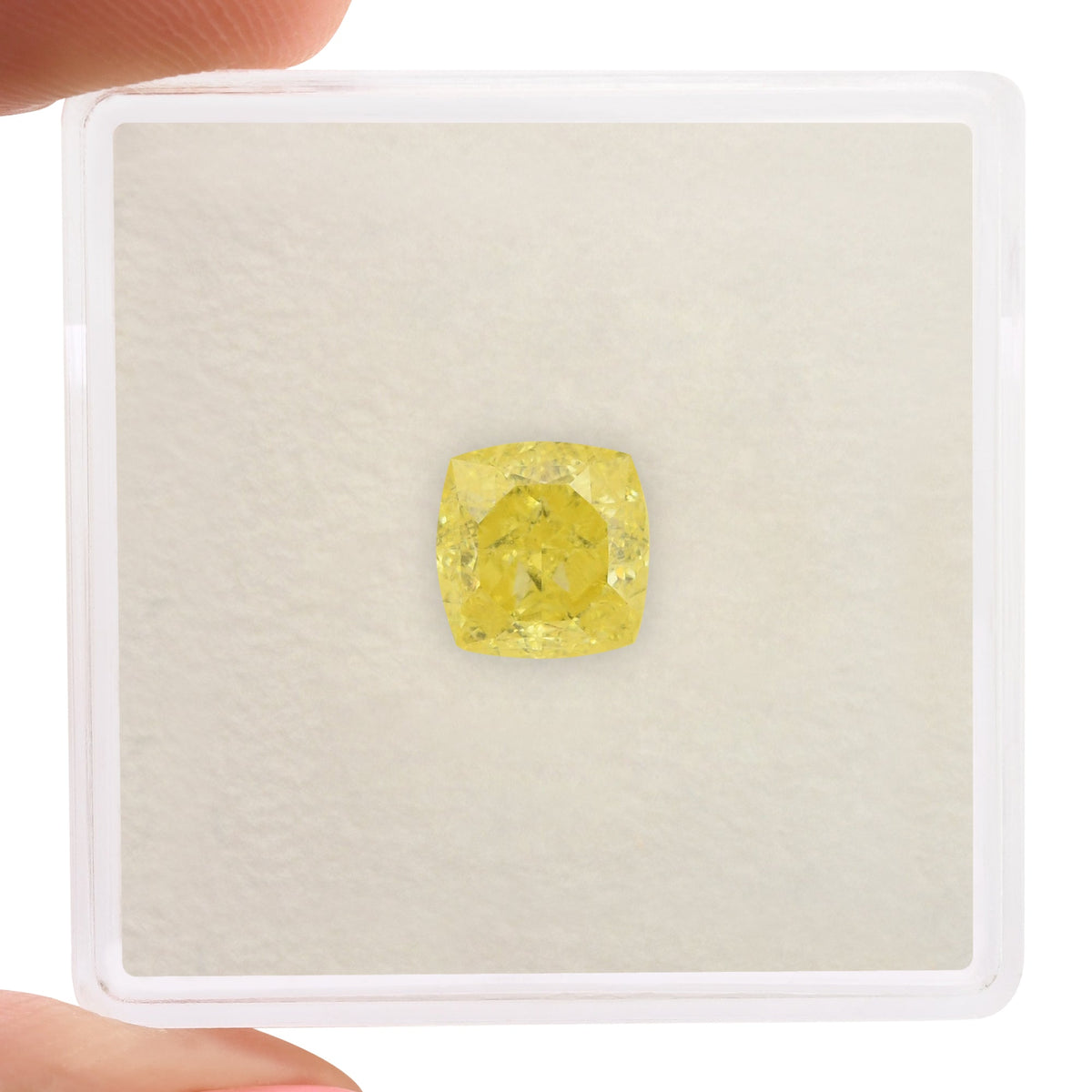 1.64 Carat Fancy Intense Yellow Cushion Diamond VS1 GIA