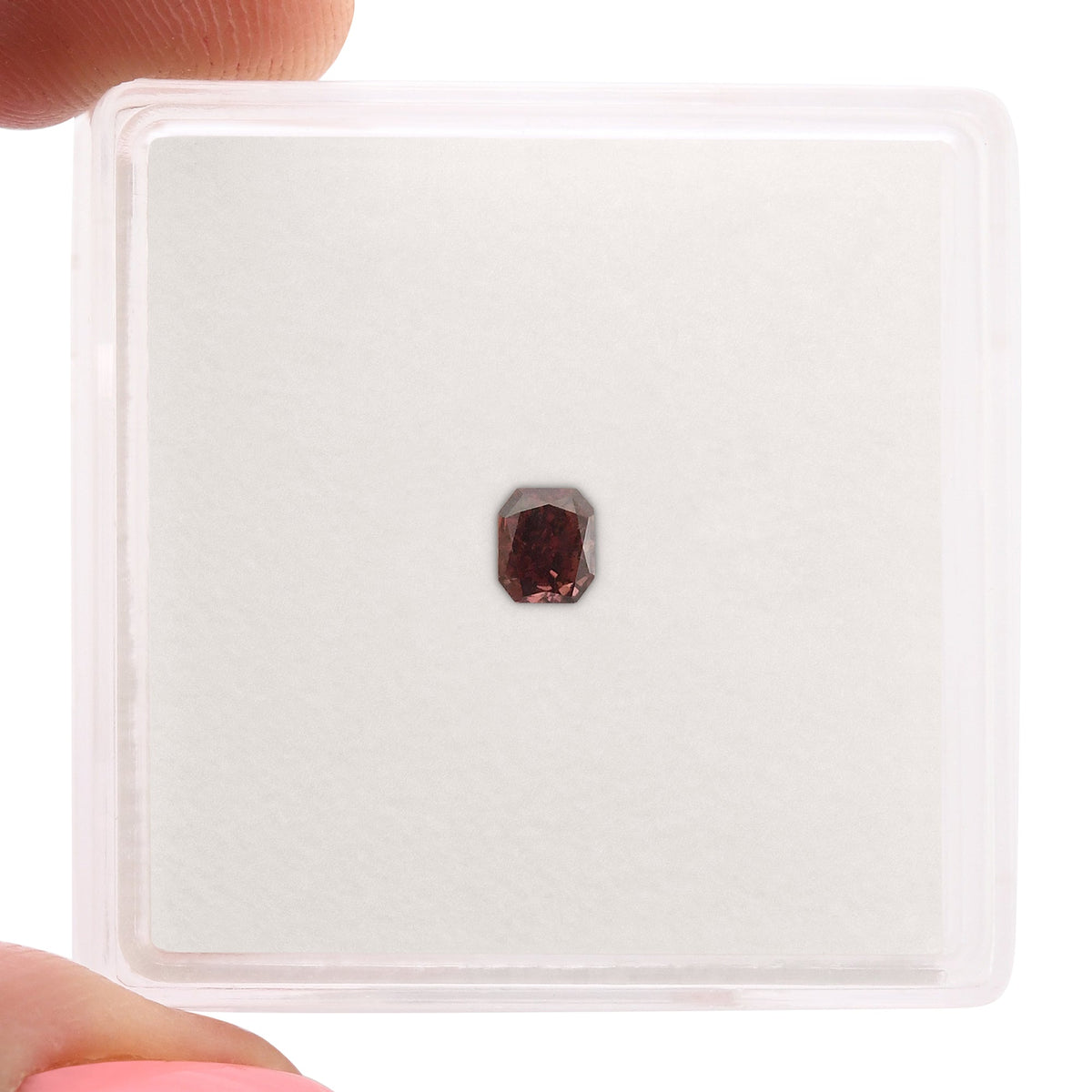 0.16 Carat Fancy Deep Pink Radiant Diamond SI2 GIA