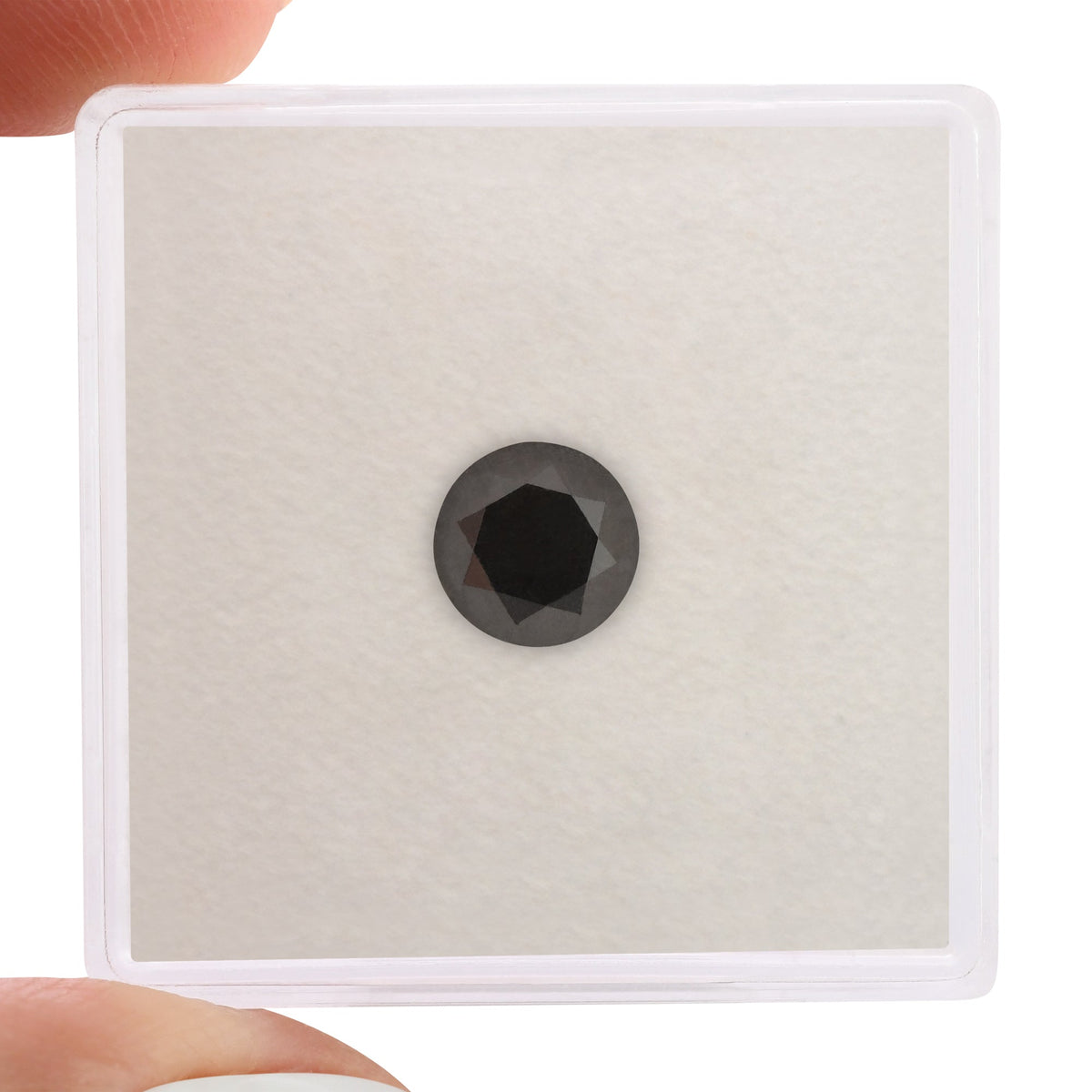 1.31 Carat Natural Black Round Diamond GIA