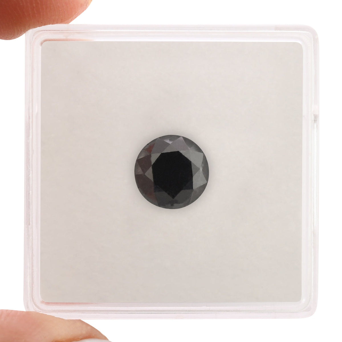 1.41 Carat Fancy Black Round Brilliant Diamond GIA