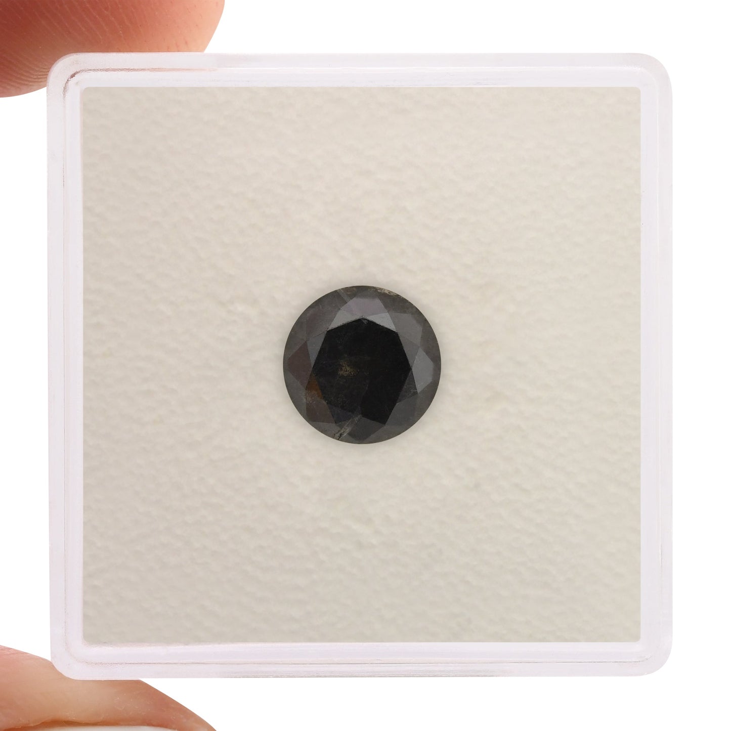 1.50 Carat Fancy Black Round Brilliant Diamond GIA