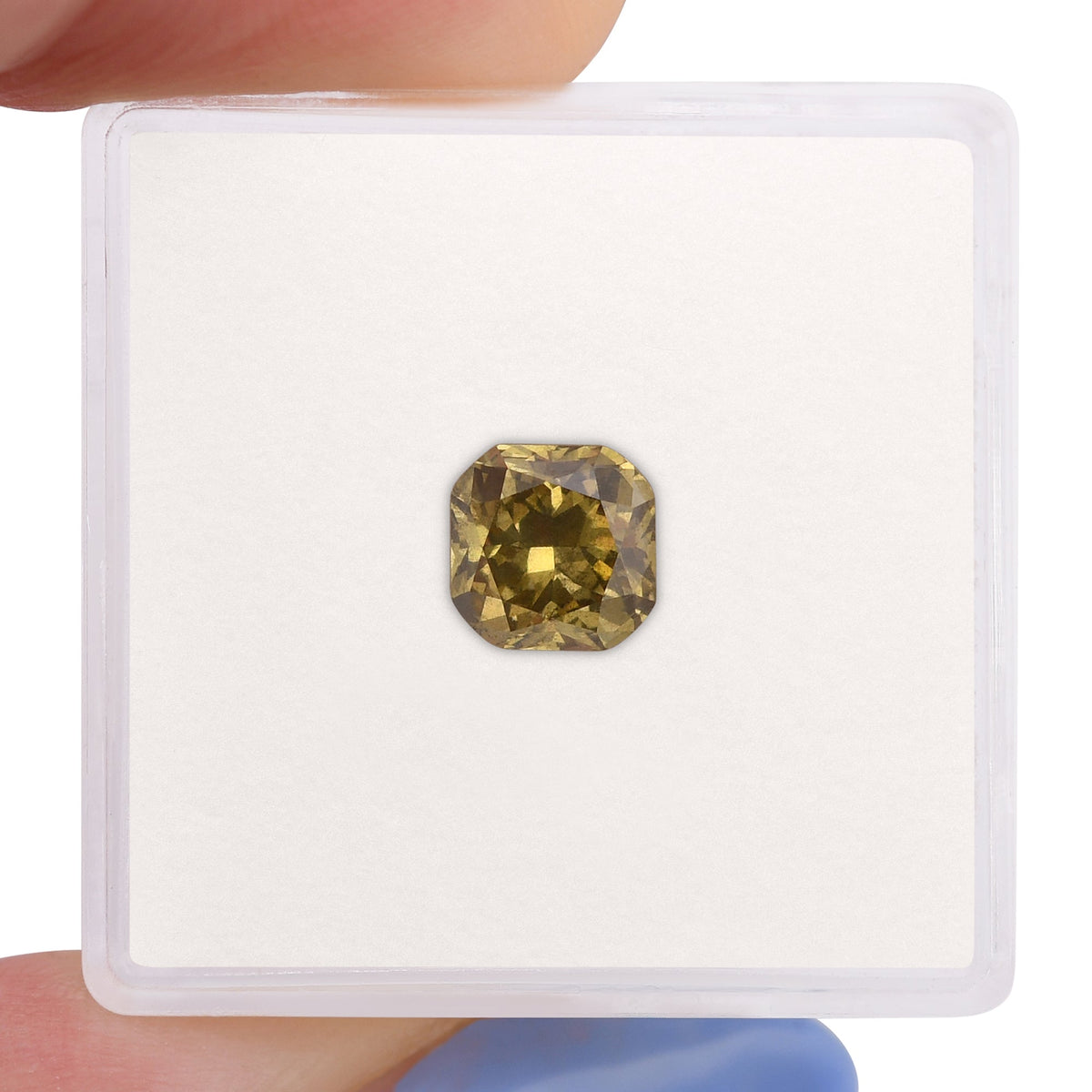 1.32 Carat Fancy Deep Brownish Greenish Yellow Cushion Diamond I1 GIA