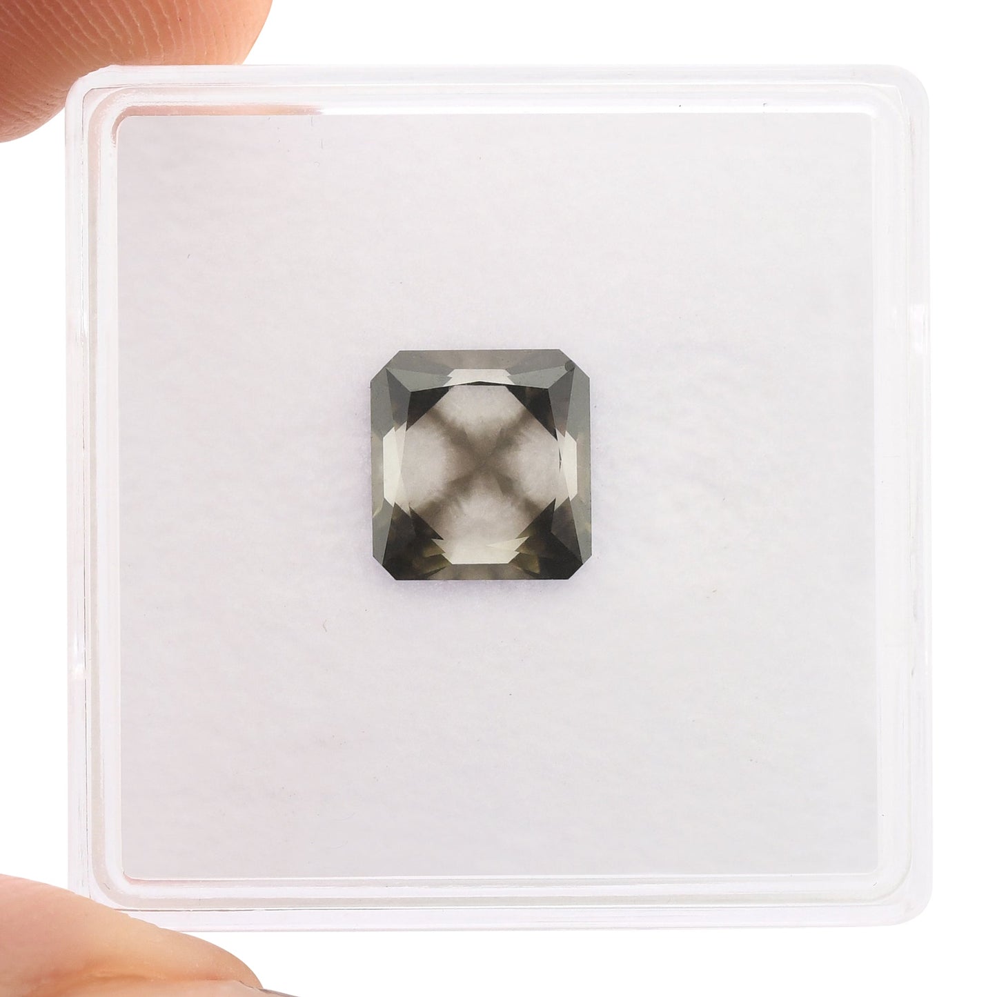 1,50 Karat Fancy Dark Greenish Gray Radiant Diamant (GIA)