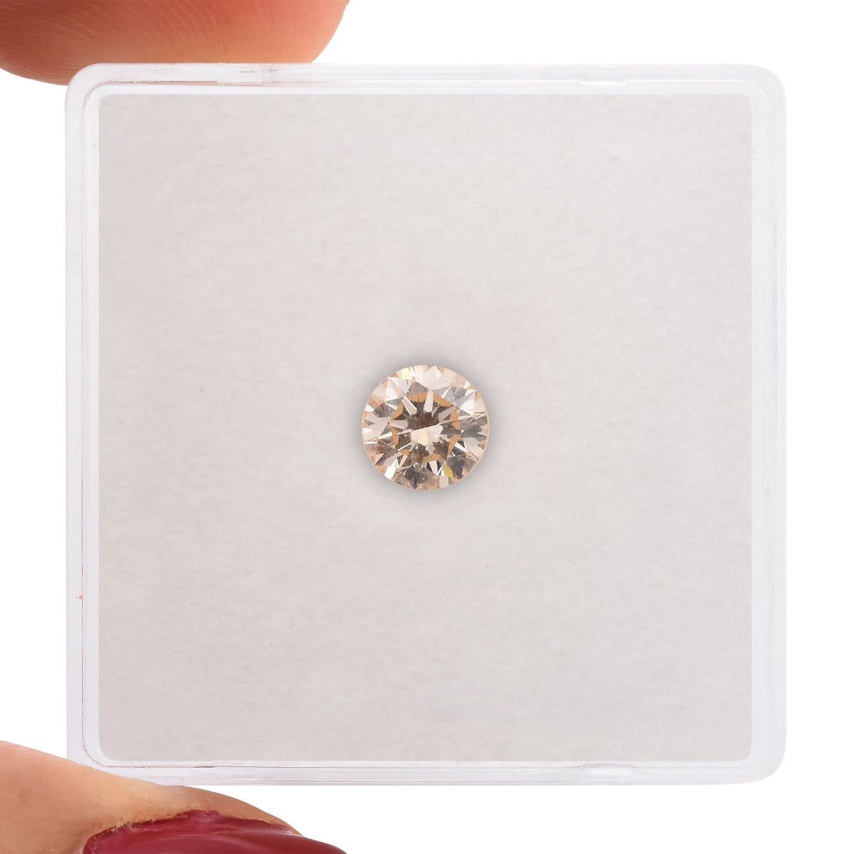 0.43 Carat Light Pink Brown Round Diamond VVS2 GIA