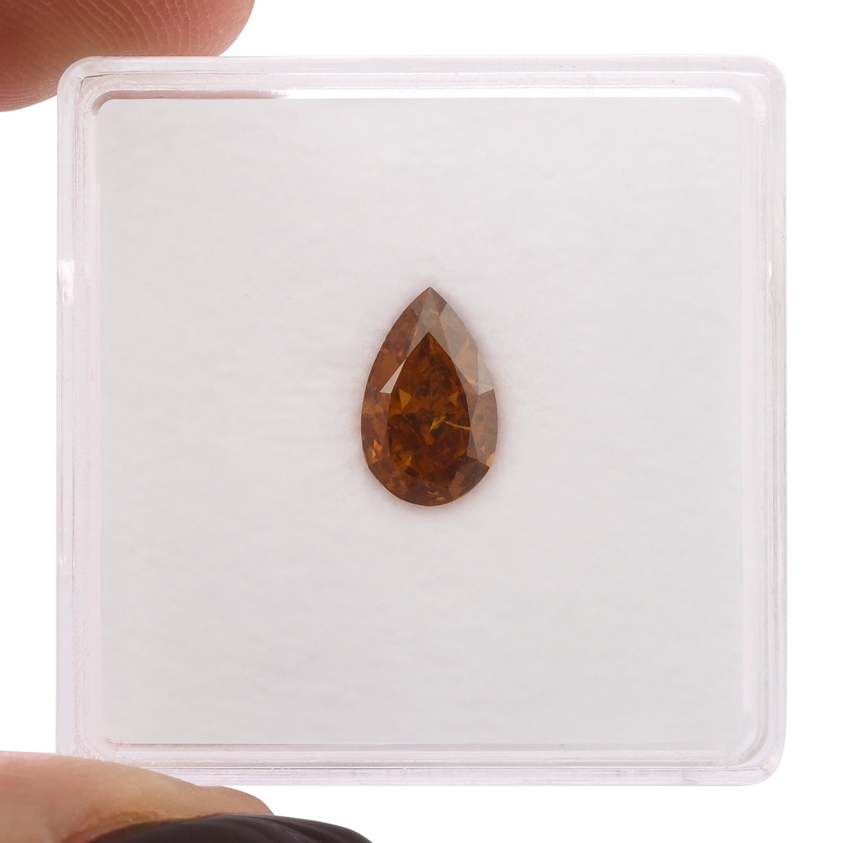1.14 Carat Fancy Deep Orange Pear Diamond (I1) GIA