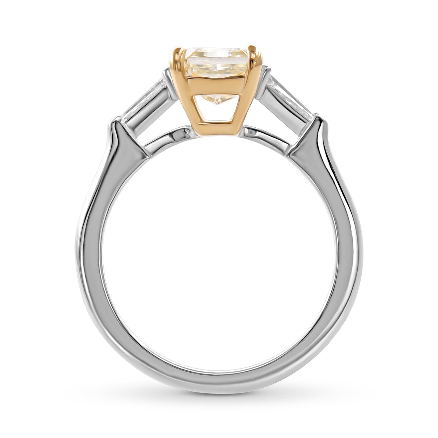 Hellgelber, strahlender 3-Stein-Diamantring