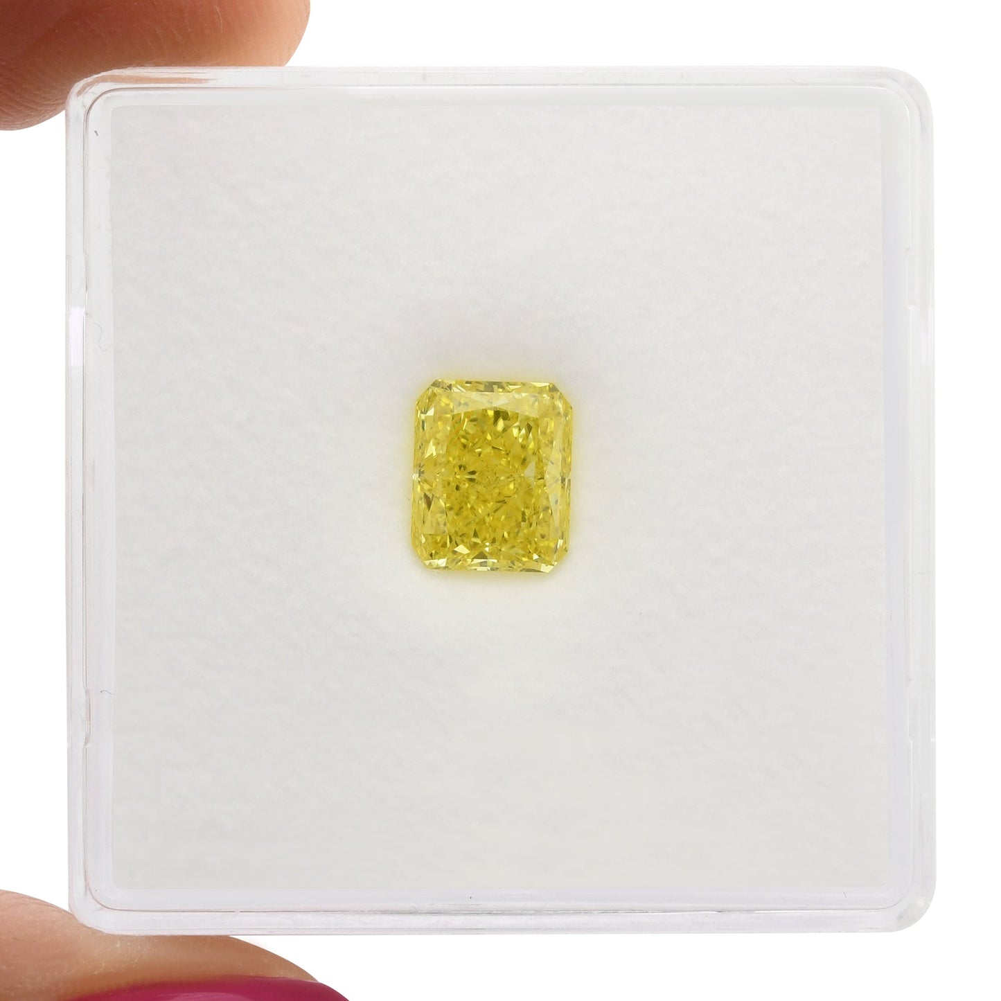 1.09 Carat Fancy Vivid Yellow Radiant Diamond IF GIA