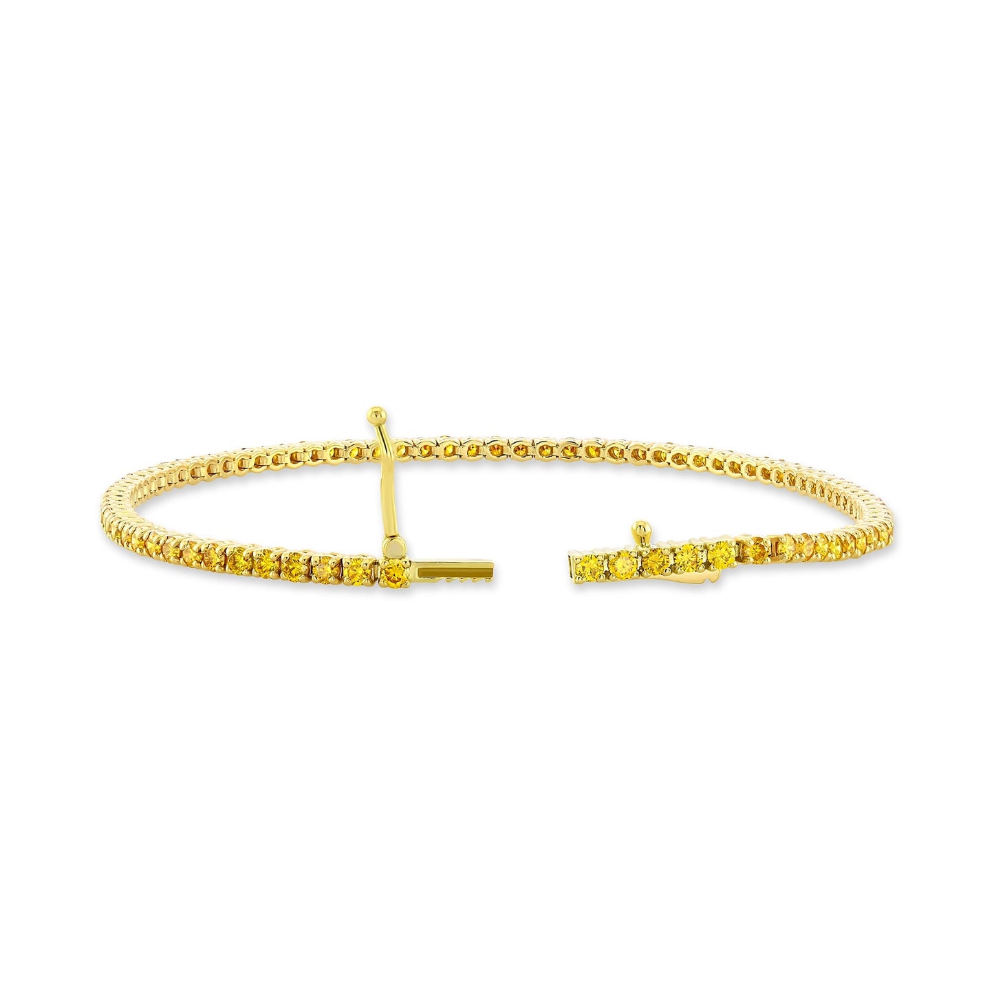 2,88 Karat auffälliges, leuchtend orange-gelbes, rundes Brillant-Tennisarmband