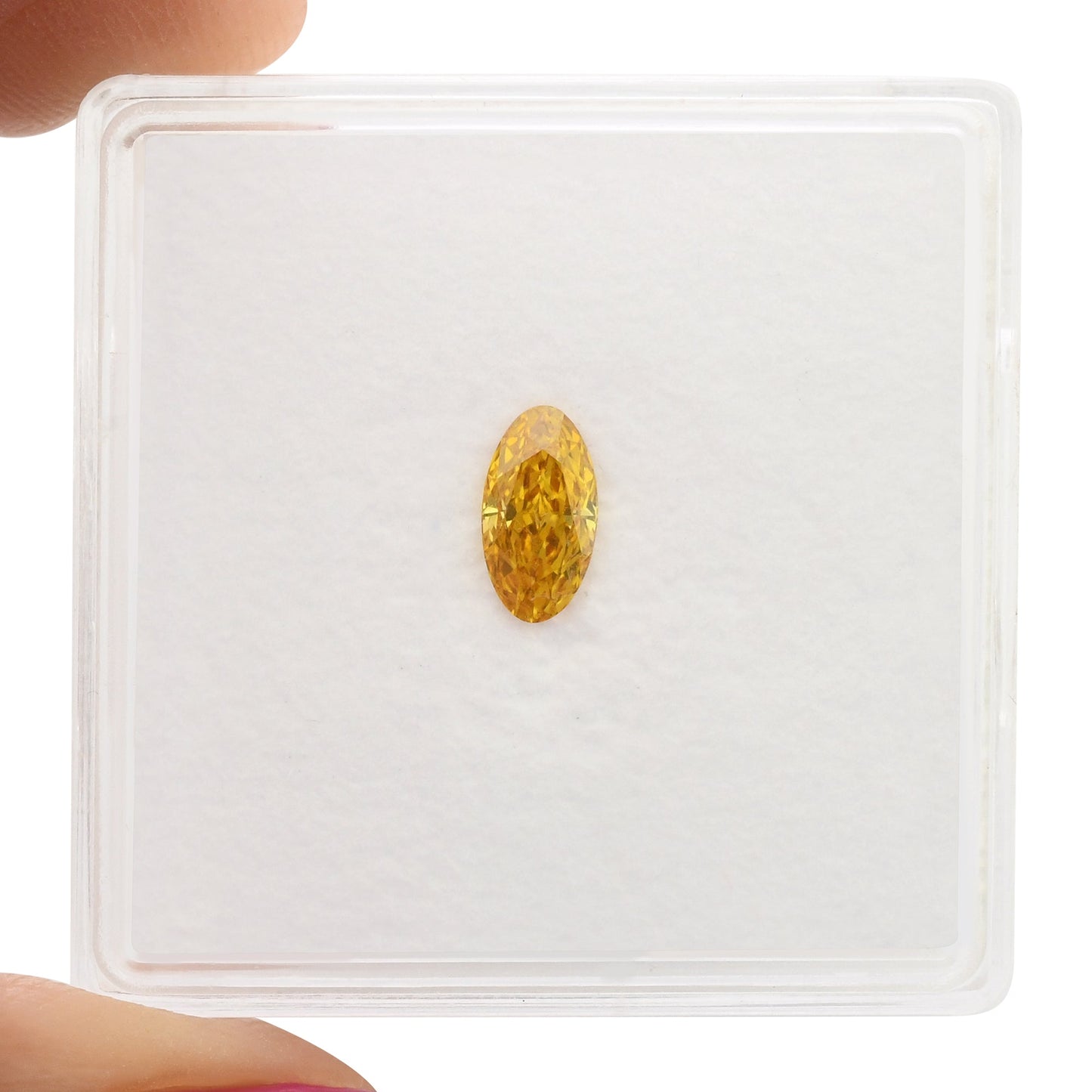 0.30 Carat Fancy Vivid Yellow Orange Oval Diamond VVS1 GIA