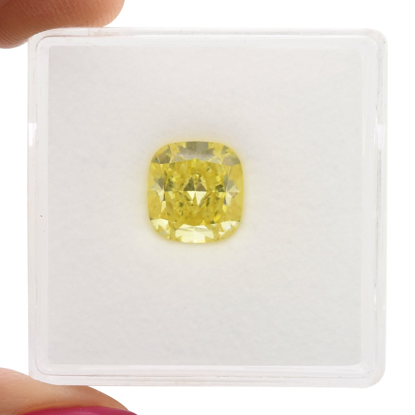 2,54 Karat Fancy Vivid Yellow Cushion Diamond IF GIA