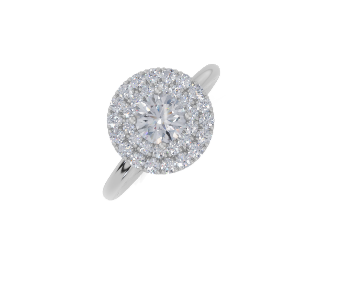 18ct Round 0.30Carat D/E/F-LG VS/VVS Plain Plain Double Halo Diamond Ring