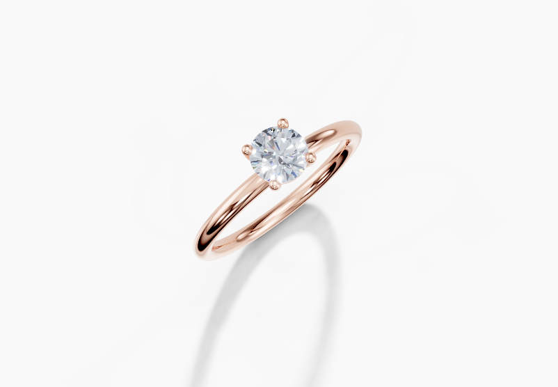 18K Round 0.3 Carat G/H SI Plain Plain 4Pr Diamond Ring