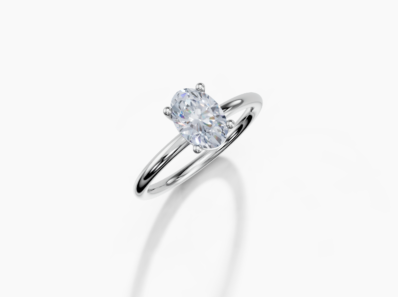Platinum Oval 1 Carat G/H SI Plain Plain 4Pr Diamond Ring
