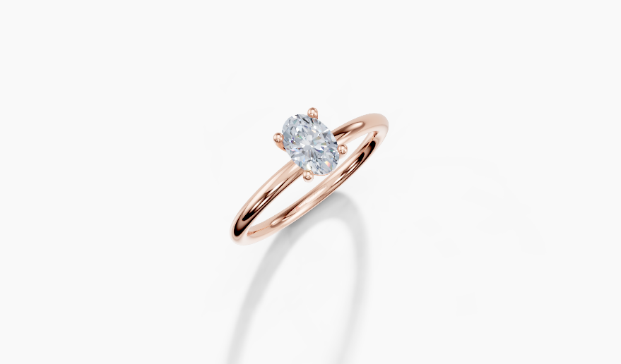 18K Oval 0.3 Carat G/H SI Plain Plain 4Pr Diamond Ring