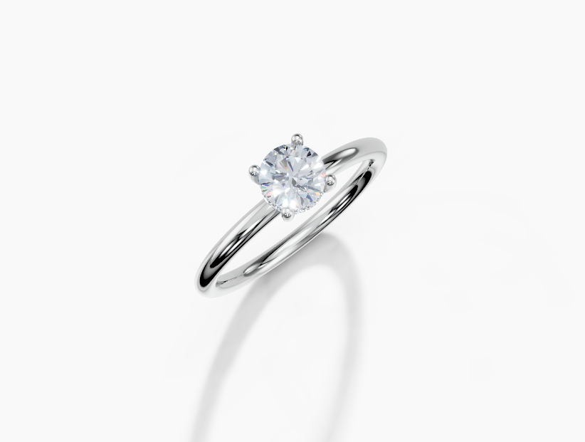 18K Round 0.3 Carat G/H SI Plain Plain Hidden Halo Diamond Ring