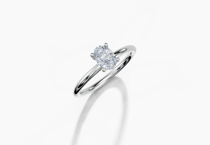 Platinum Oval 0.4 Carat F/G VS/SI Plain Plain 4Pr Diamond Ring