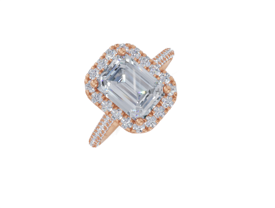 platinum Emerald 2.00 Carat D/E/F-CC VVS Cathedral U Micro Single Halo Diamond Ring