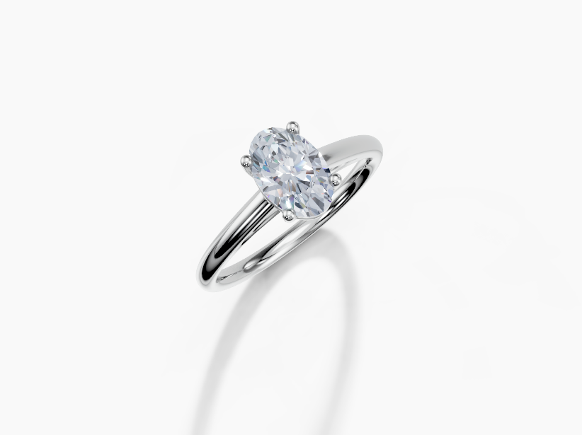Platinum Oval 1 Carat F/G VS/SI Cathedral Plain 4Pr Diamond Ring