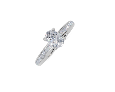 platinum Oval 0.50 Carat G/H-CC SI Plain Channel 4Pr Diamond Ring