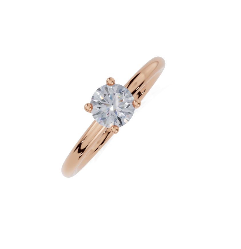 18ct Round 0.30Carat G/H-CC SI Plain Plain 4Pr Diamond Ring